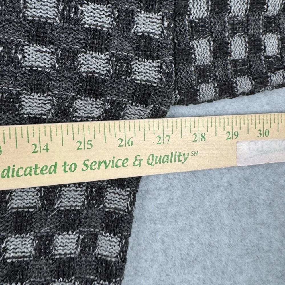 VTG TLC by Lambert Sweater Mens XL Gray Checkerboard Textured Knit USA Grandpa